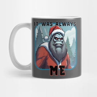 Bigfoot dressed as Santa. Mug